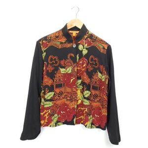 Harari Vintage Pure Silk Floral Long Sleeve Blouse D-0096c5